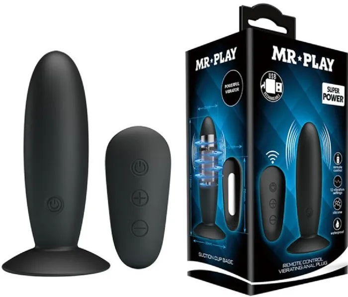 Pretty Love Anal Mr Play Remote Control Vibrating Anal Plug Black