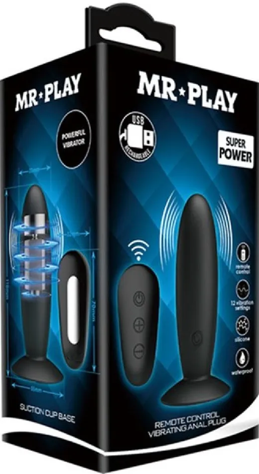 Pretty Love Anal Mr Play Remote Control Vibrating Anal Plug Black