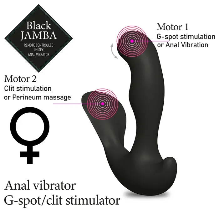 Female Sex Toys Feelztoys Black Jamba Rechargeable Unisex Heated Anal Vibrator with Remote