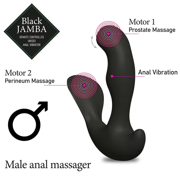 Female Sex Toys Feelztoys Black Jamba Rechargeable Unisex Heated Anal Vibrator with Remote
