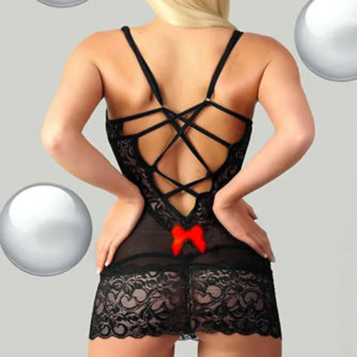 Anal Taras Teazers Black Chemise with Bow Accents
