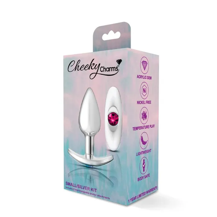 Cheeky Charms Silver Anchor Butt Plug w Clear and Pink Jewel Kit Cheeky Charms Anal