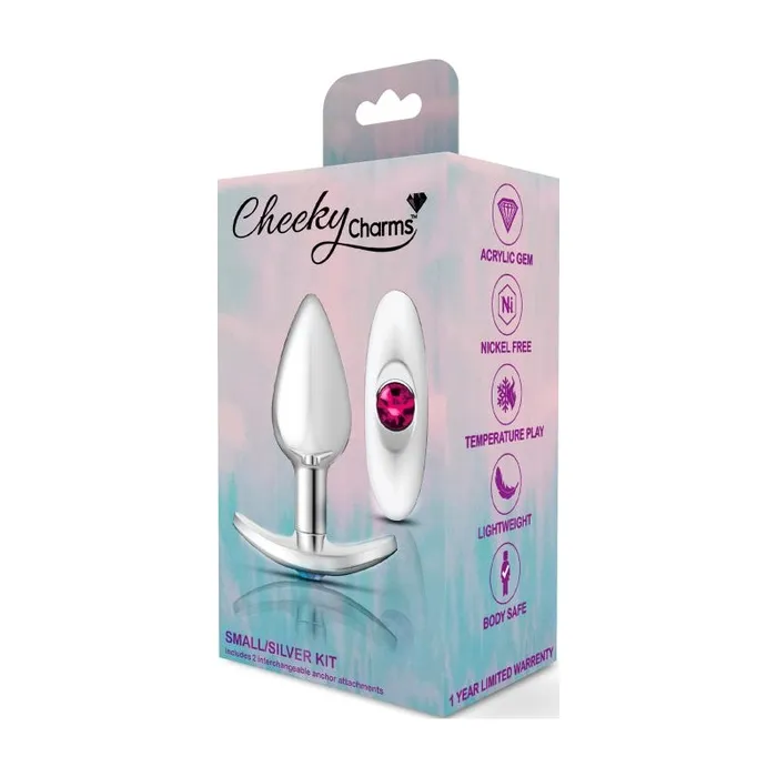 Cheeky Charms Silver Anchor Butt Plug w Clear and Pink Jewel Kit Cheeky Charms Anal
