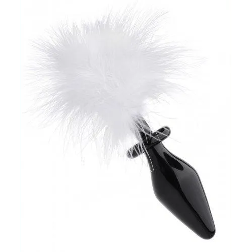 XR Brands Anal Tailz Fluffer Bunny Tail Glass Anal Plug