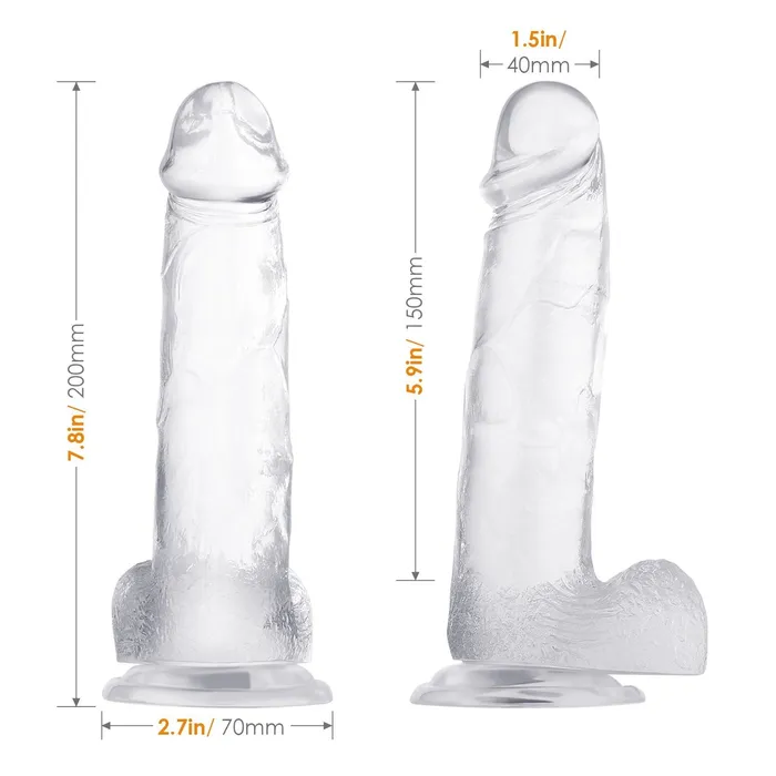 Dildos Earlypeach 8 Inch Realistic Dildo in Crystal Clear