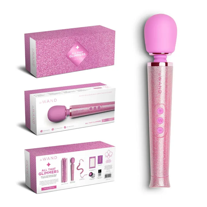 Le Wand All That Glimmers Petite Rechargeable Vibrating Massager Special Edition Set Pink Nalpac Female Sex Toys Le Wand All That Glimmers Petite Rechargeable Vibrating Massager Special Edition Set Pink Nalpac Female Sex Toys