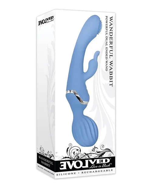 Evolved Novelties Evolved Wanderful Wabbit Rechargeable Wand Blue Vibrators