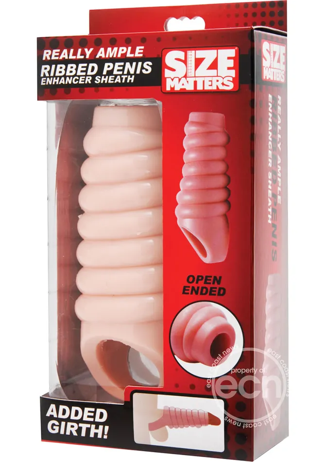 Size Matters Really Ample Ribbed Penis Enhancer Sheath Vanilla XR Brands Male Sex Toys Size Matters Really Ample Ribbed Penis Enhancer Sheath Vanilla XR Brands Male Sex Toys