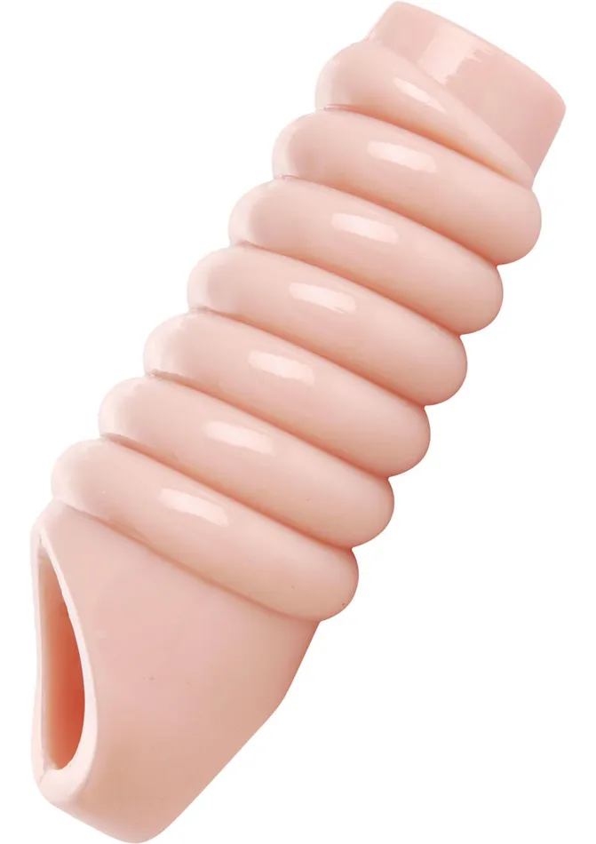 Size Matters Really Ample Ribbed Penis Enhancer Sheath Vanilla XR Brands Male Sex Toys