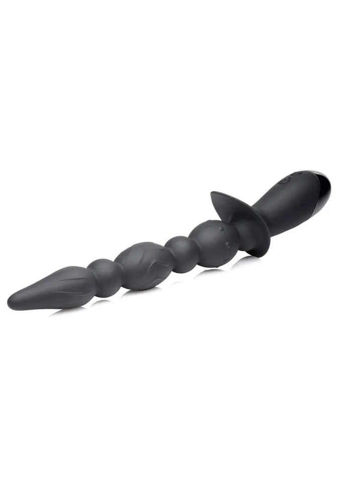 XR Brands Anal Master Series 10x Triple Blast Silicone Rechargeable Vibrating Anal Beads Black
