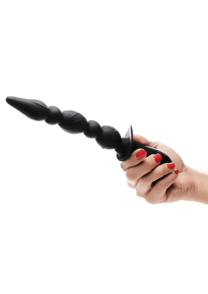 XR Brands Anal Master Series 10x Triple Blast Silicone Rechargeable Vibrating Anal Beads Black