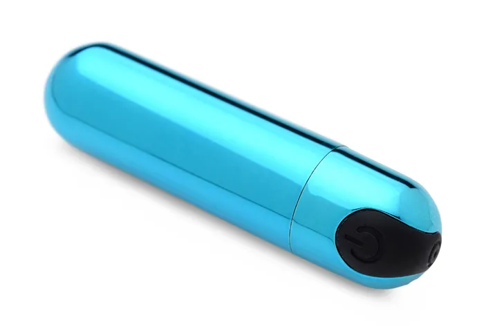 10X Rechargeable Vibrating Metallic Bullet Blue XR Brands Bang Vibrators