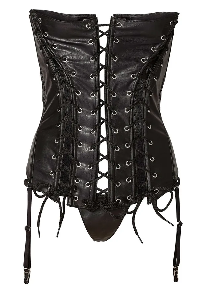 Anal Allure Lingerie Allure Lingerie Kitten Lace And Wet Look Corset Top With Attachable Garters Black OS Anal Allure Lingerie Allure Lingerie Kitten Lace And Wet Look Corset Top With Attachable Garters Black OS