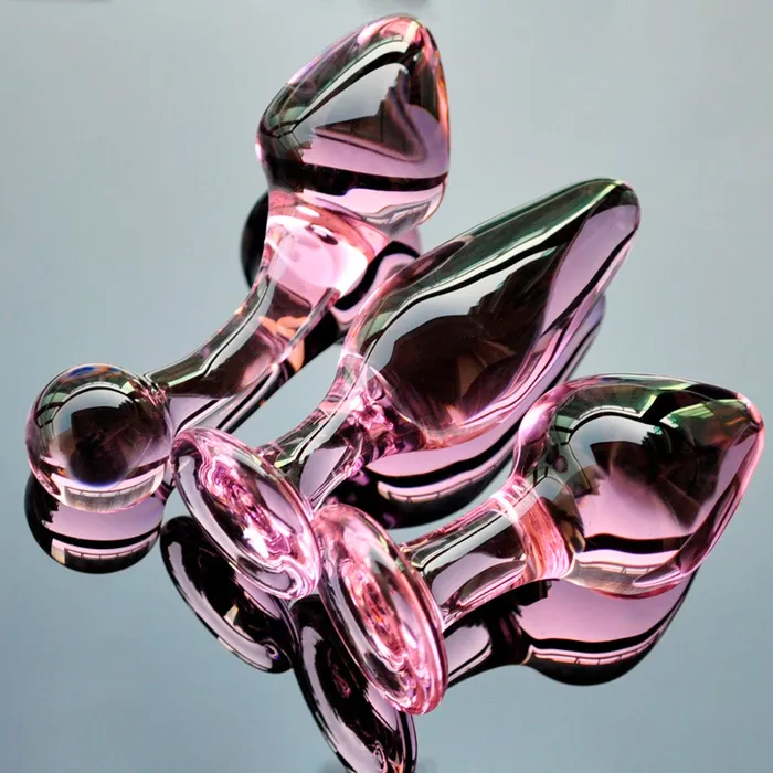 Anal CHASTITY CAGE CO Pink Crystal Butt Plugs
