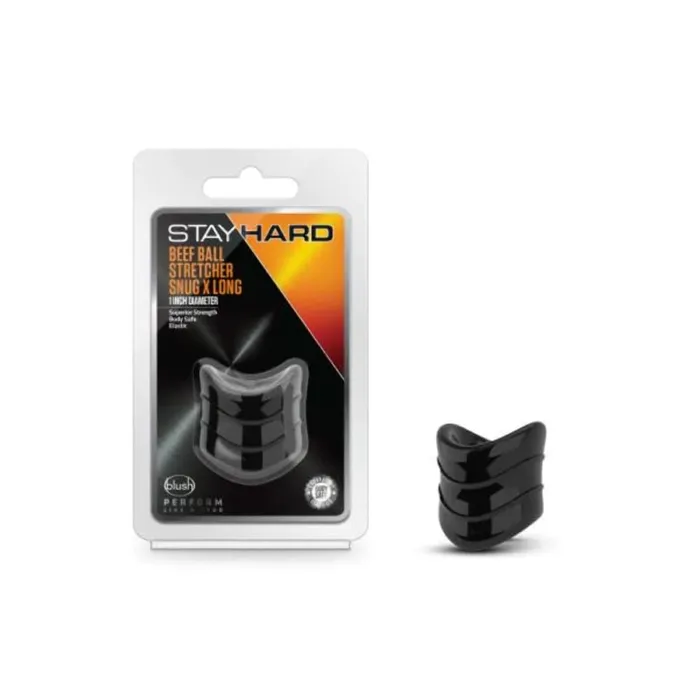 Blush Anal Stay Hard Beef Ball Stretcher Snug X Long 1In Diameter Black