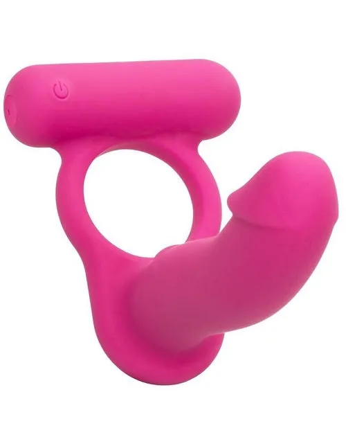 Cal Exotics Vibrators Silicone Rechargeable Double Diver Couples Ring Pink