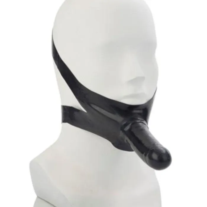 CalExotics Dildos The Original Accommodator Latex Chin Strap Dildo Black