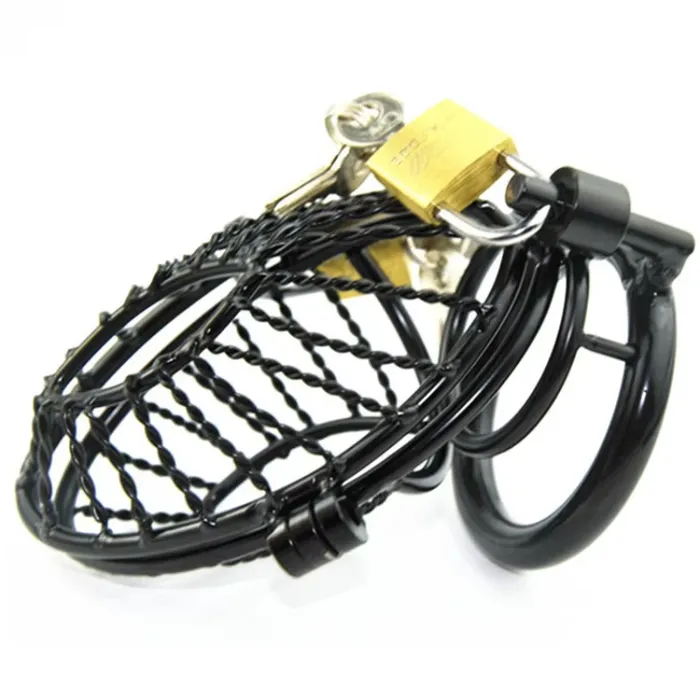 CHASTITY CAGE CO Black Mesh Metal Male Chastity Cage Male Sex Toys