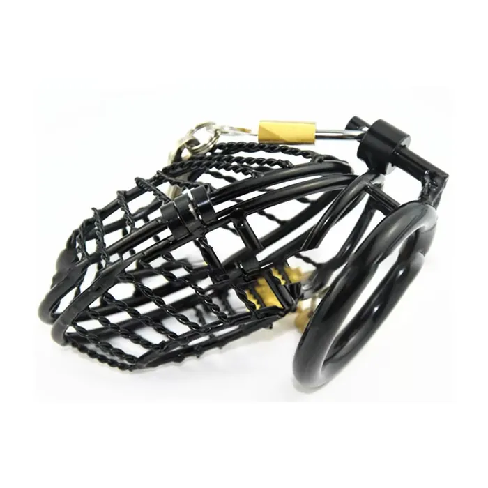 CHASTITY CAGE CO Black Mesh Metal Male Chastity Cage Male Sex Toys