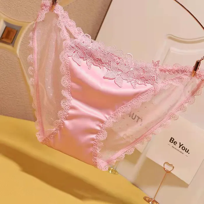 CHASTITY CAGE CO Embroidered Lace Satin Panties Couples
