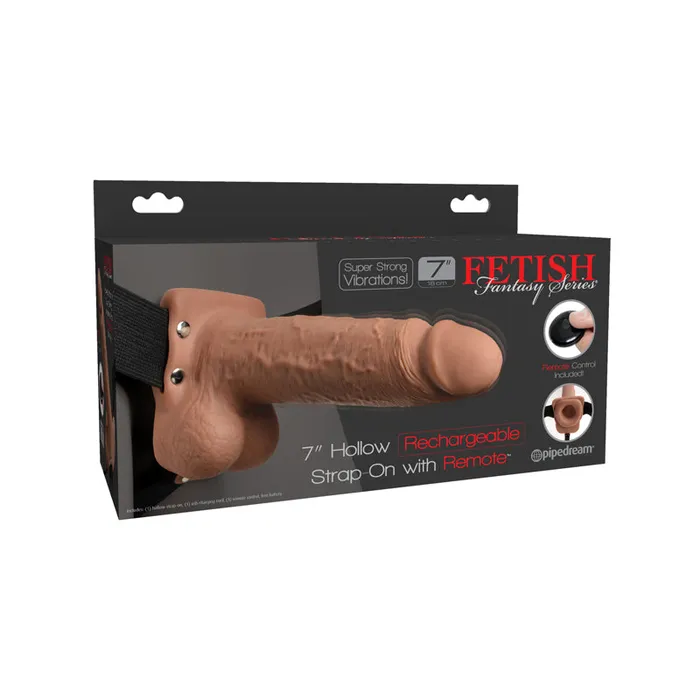 Female Sex Toys Pipedream Ff 7In Hollow Recharge StrapOn Rc Tan