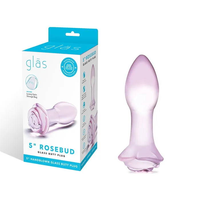 Glas 5quot Rosebud Glass Butt Plug Electric EEL Inc Anal