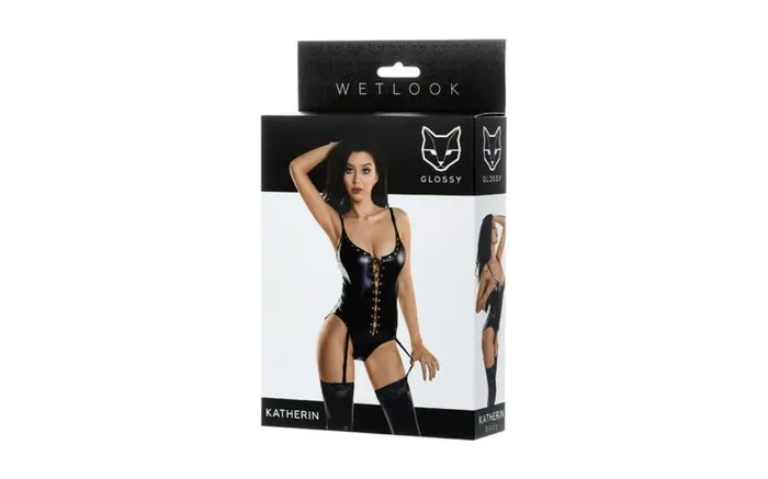Glossy Wetlook Lace Up Bodysuit Katherine JOY FOR WOMEN Couples