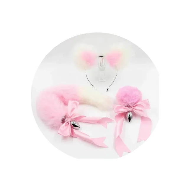 House of Dasein Butt Plug Tails Pink White Ears Headband Kitten Or Rabbit Tail Metal Butt Plug Anal House of Dasein Butt Plug Tails Pink White Ears Headband Kitten Or Rabbit Tail Metal Butt Plug Anal