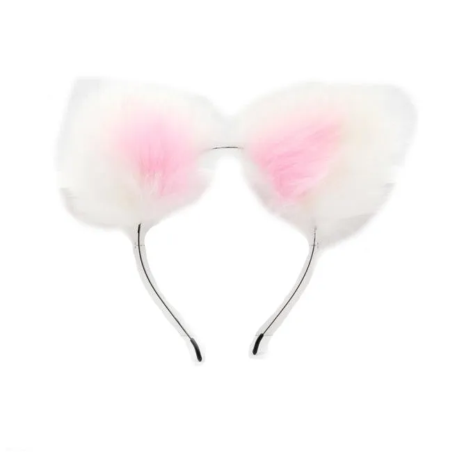 House of Dasein Butt Plug Tails Pink White Ears Headband Kitten Or Rabbit Tail Metal Butt Plug Anal