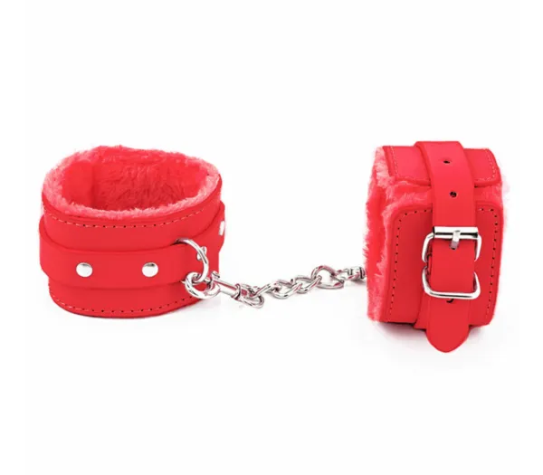 Love in leather Male Sex Toys Berlin Baby Faux Fur Lined Vegan Leatherette Adjustable Wrist Restraints with Detachable Chain Join Red and Silver Handcuffs Love in leather Male Sex Toys Berlin Baby Faux Fur Lined Vegan Leatherette Adjustable Wrist Restraints with Detachable Chain Join Red and Silver Handcuffs