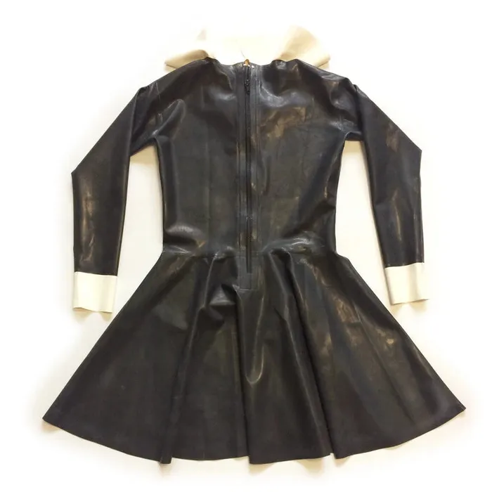 Plus Size Womens Costumes Maid Latex Gummi Round Collar Dress Back Zip Rubber Plus Size Custom Made Costumes House of Dasein