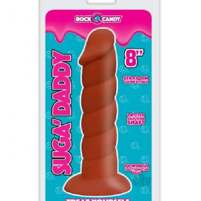 Rock Candy Suga Daddy 8 Inch Swirled Chocolate Silicone Dildo Dildos