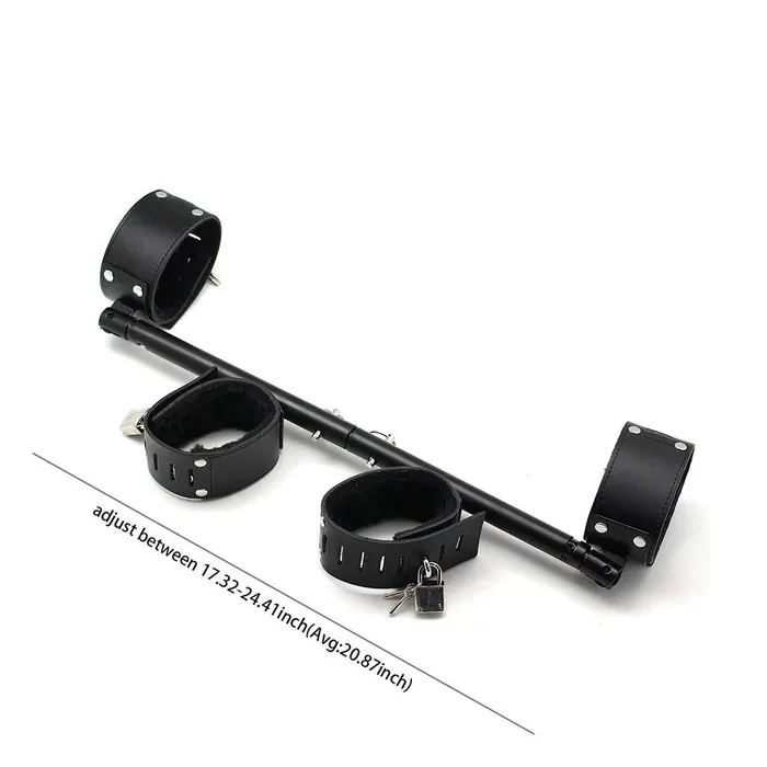 Spreader Bars Expandable Metal Spreader Bar 4 Purple Locking Leather Fur Cuffs Bdsm Restraints House of Dasein Restraints
