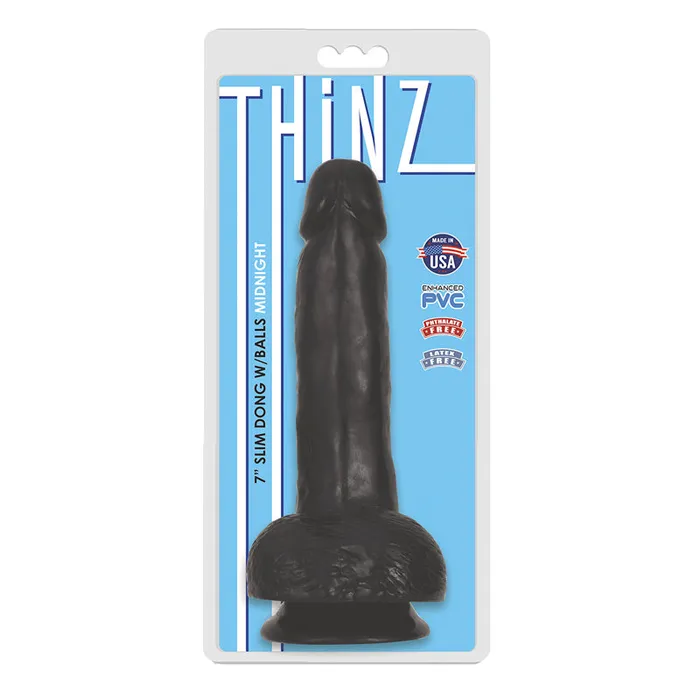 Thinz 7In Slim Dong WBalls Midnight Curve Novelties Dildos