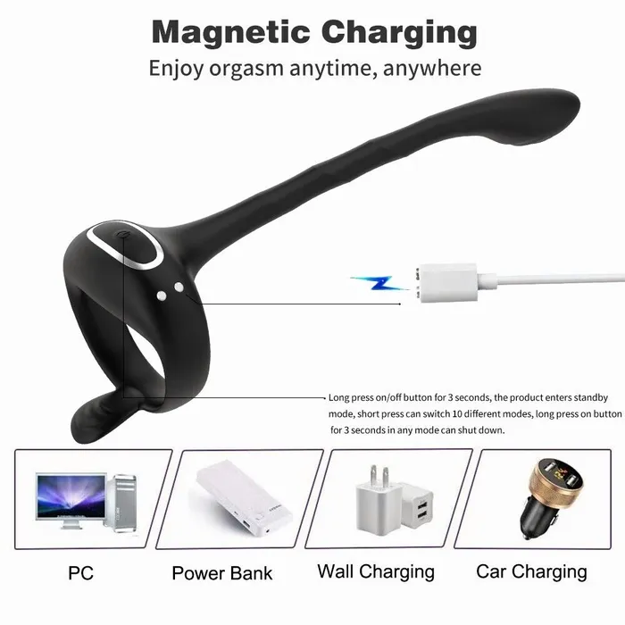 Adjustable Penis Ring Anal Vibrator Lusty Age Male Sex Toys
