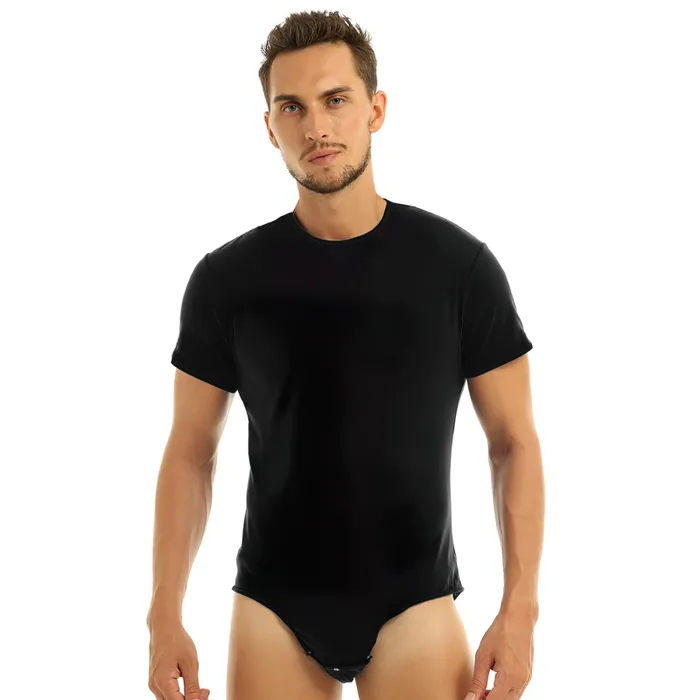 Adult Mens Lover TurnDown Collar Bodysuit Bulge Pouch Sexy Romper with Crotch Closure EVEs SECRETS Female Sex Toys