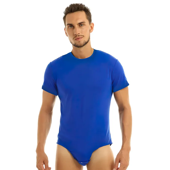 Adult Mens Lover TurnDown Collar Bodysuit Bulge Pouch Sexy Romper with Crotch Closure EVEs SECRETS Female Sex Toys