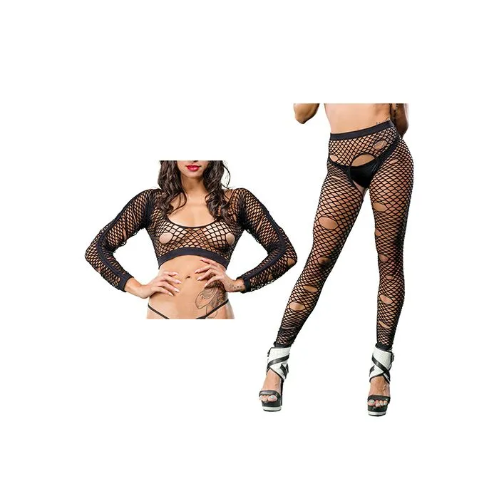 Anal Beverly Hills Naughty Girl Naughty Girl Crotchless Mixed Hole Leggings WhiteBlack
