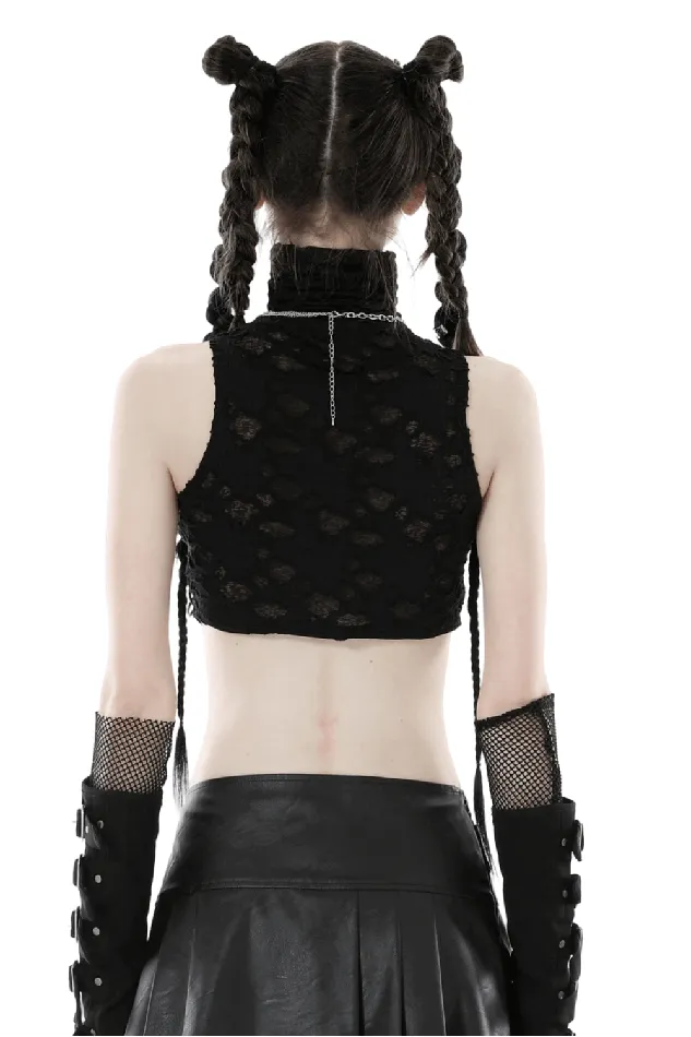 Anal EVEs SECRETS Edgy Black Sleeveless Turtleneck Top with Laced Side Details