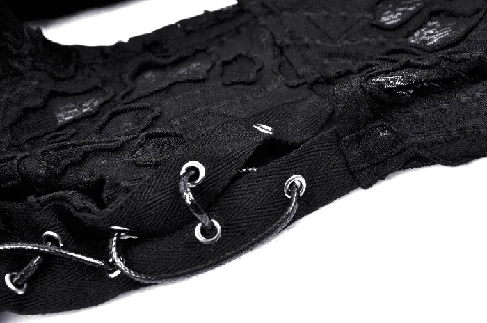 Anal EVEs SECRETS Edgy Black Sleeveless Turtleneck Top with Laced Side Details