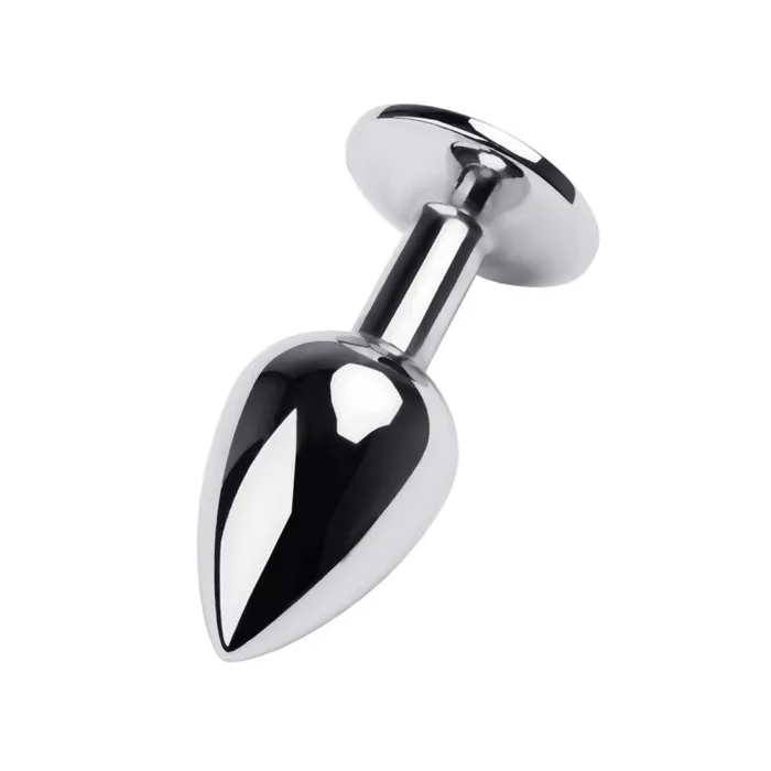 Anal Silver Metal Anal Plug w Red Ruby Gem Small Silver Metal