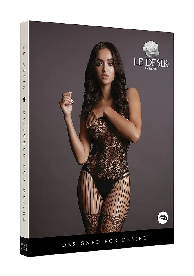 Bodystockings Playsuits Le Desir Bliss Lingerie LACE AND FISHNET BODYSTOCKING Black Le Desir Bliss Lingerie