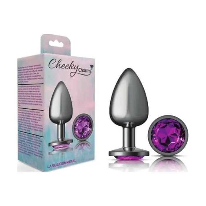 Cheeky Charms Large Round Butt Plug with Purple Jewel Cheeky Charms Anal
