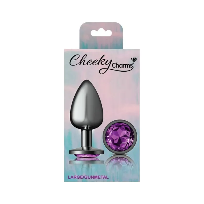 Cheeky Charms Large Round Butt Plug with Purple Jewel Cheeky Charms Anal