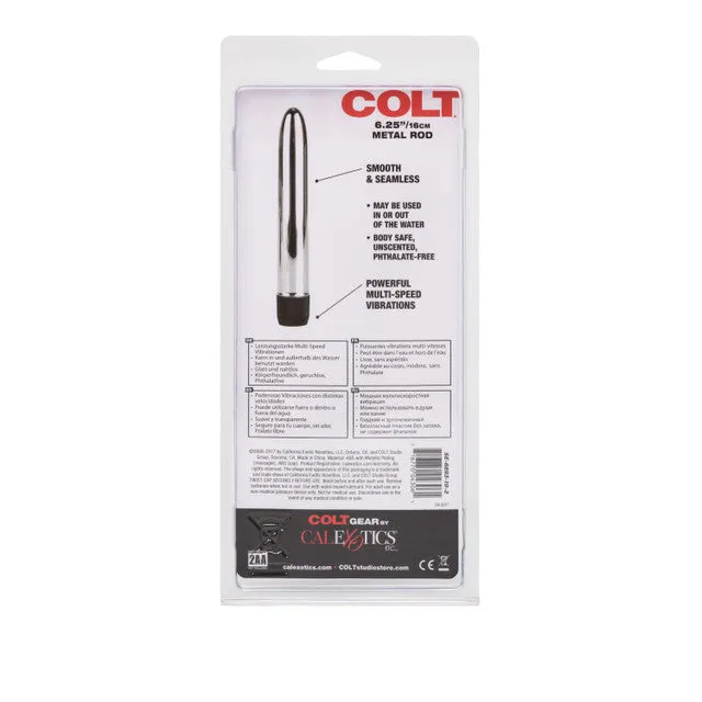 Colt METAL ROD Smooth Multispeed Battery Powered Vibrator 625 inch Silver AAPD Anal
