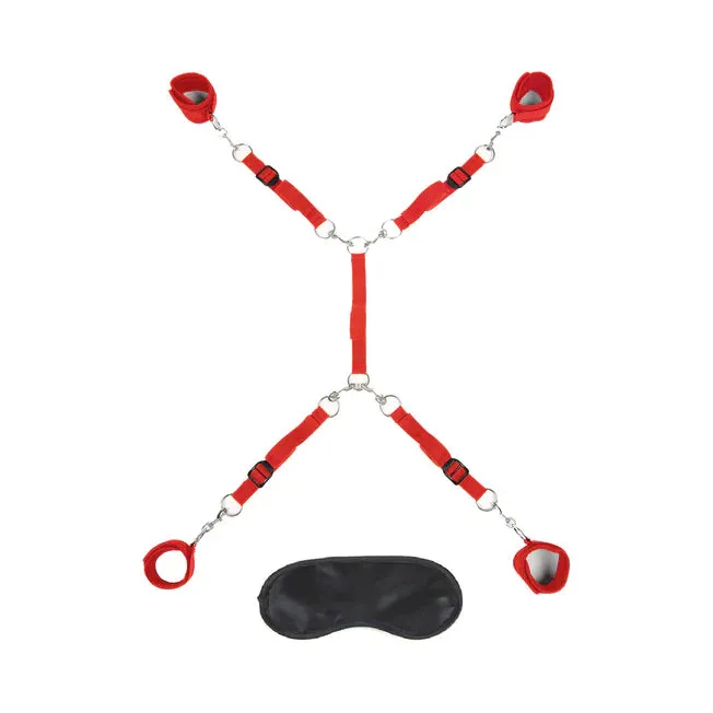 Couples Lux Fetish Bed Spreader 7Piece Restraint Set Red Electric EEL Inc