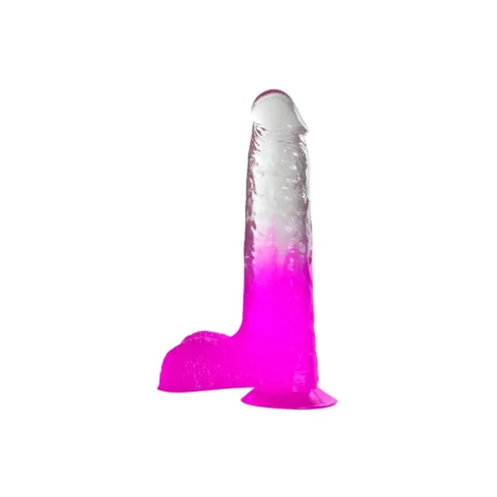 Dildos TWO TONE 7 inch DONG Clear Purple Dildo with Balls NMC