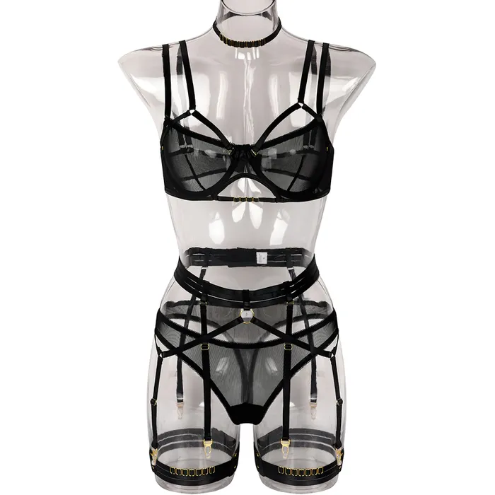 EVEs SECRETS Couples Female Erotic 4Piece Sensual Lingerie Transparent Sexy Shelf Lace Underwear EVEs SECRETS Couples Female Erotic 4Piece Sensual Lingerie Transparent Sexy Shelf Lace Underwear
