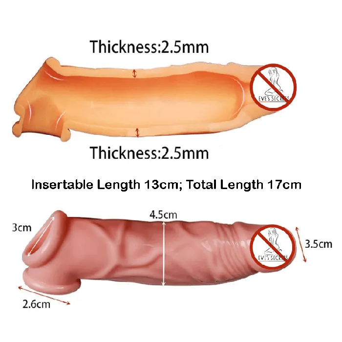 EVEs SECRETS Male Sex Toys Simulated Penis Extension for Men Embossed Silicone Cock Sleeve Male Sex Toys