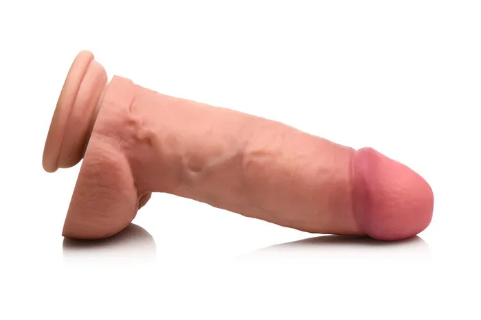 Female Sex Toys Curve Toys Jock Dual Density Silicone Realistic Dildo with Balls 7 inch